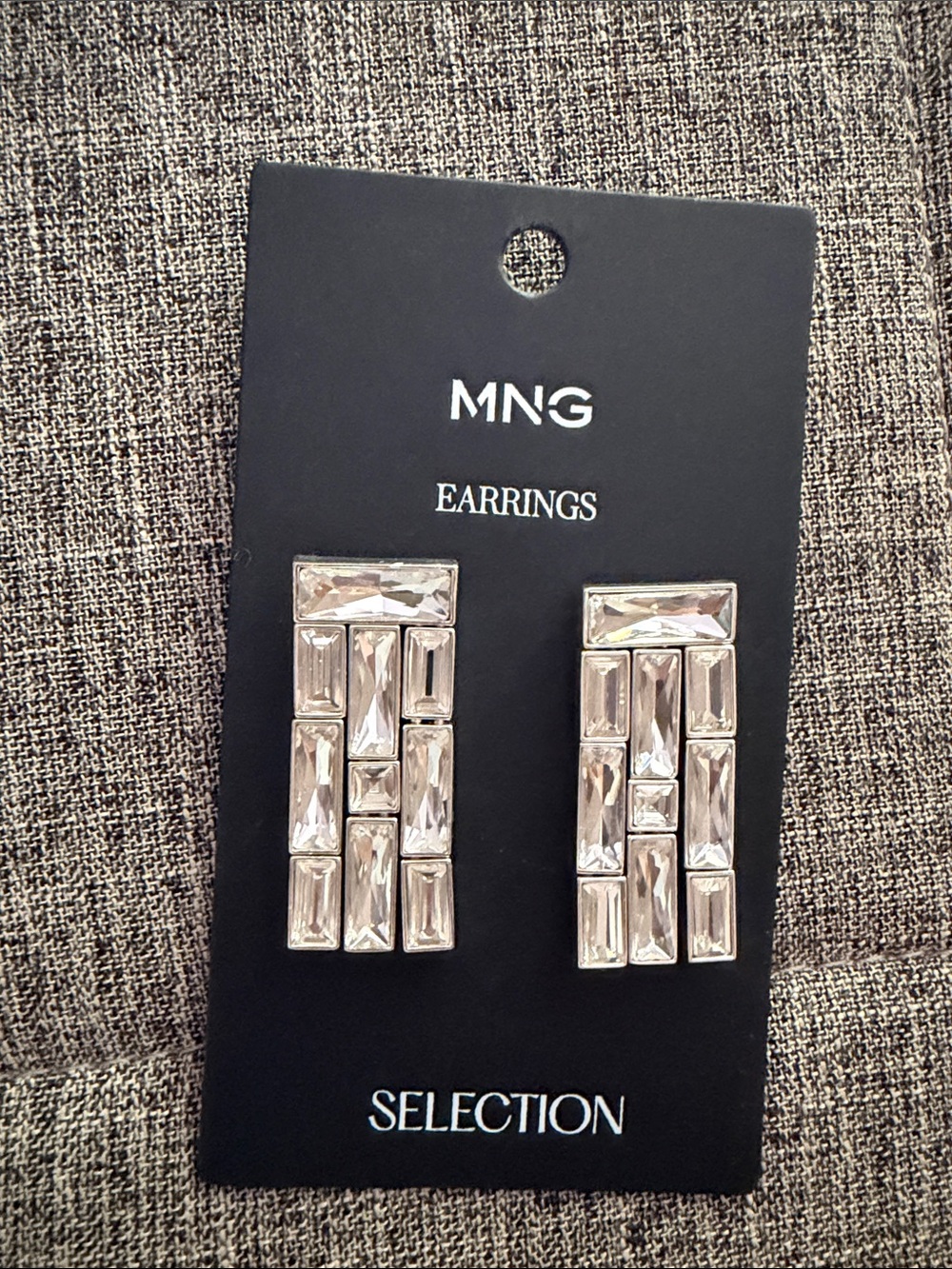 MNG Mango Selection Crystal Drop Statement Earrings - Clear NWT